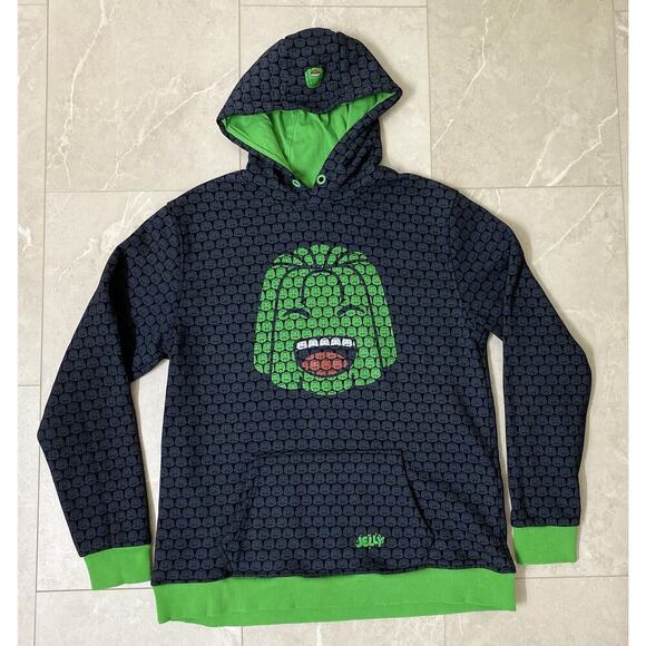 Official Jelly Hoodie Sz Large Pullover Black Green Gaming YouTube Y2K‎ - Picture 1 of 11